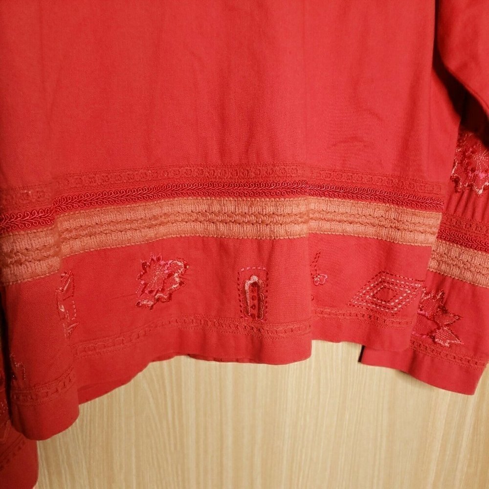 Coldwater Creek Womens Salmon Pink Lightweight Embroidered Blazer Medium - Picture 6 of 8